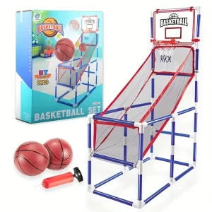 Children's large basketball shooting machine with 2 basketballs, easy to assemble, interactive indoor and outdoor sports basketb