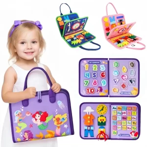 1 Piece Montessori Busy Board, Multifunctional Preschool Education Toy, Portable Travel Design, Children's Fine Motor Training,