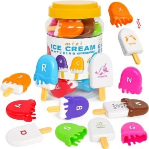 Letters Matching Ice Cream Alphabet Learning Toys,Counting Animals and Color Sorting Set Preschool Learning Activities Toys
