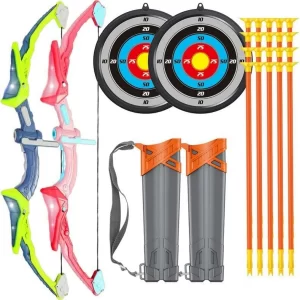 Bow And Arrow For Kids Archery Set - LED Light Up Archery Toy Bow And Arrow Set With Suction Cup Arrows and Target , Sports Out